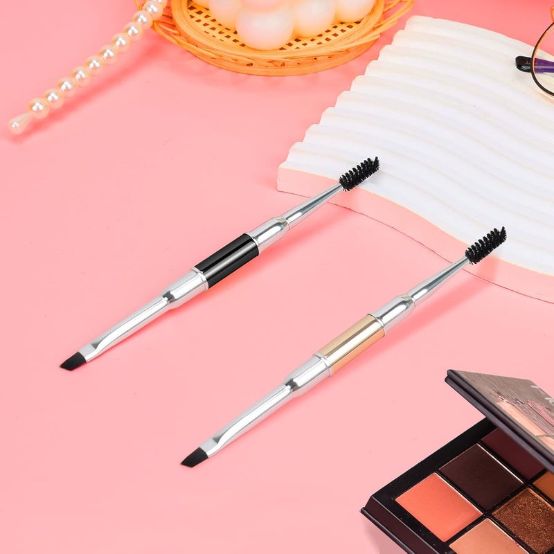Unaone Eyebrow Brush - 2 PCS Professional Dual-Ended Angled Eye Brow Brush Applicator For Shaping and Filling Brows Lash Eyeliner - Image 2
